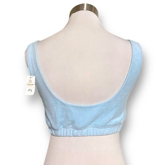 Offline by Aerie Summer Lights Terry Sports Bra Sz Large Light Blue Wirefree - Picture 4 of 6